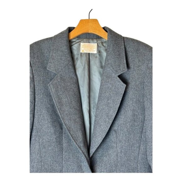 Pendleton Blazer Women 10 Gray Virgin Wool Single Breasted 3 Button Close Preppy - Picture 3 of 11